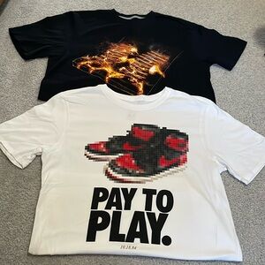Air Jordan basketball Tees (2).  Pay to play white and fire black